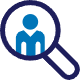  Magnifying glass with a person’s profile in the middle showing that we can help identify and enrich new business targets for our clients
